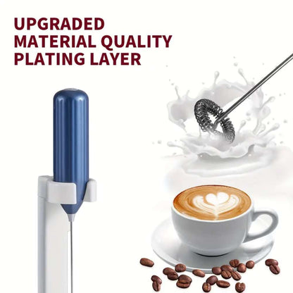 Electric Milk Frother, Handheld Mini Foamer & Drink Mixer, Battery Operated, Stainless Steel Whisk for Coffee, Latte, Matcha, & More