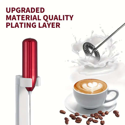 Electric Milk Frother, Handheld Mini Foamer & Drink Mixer, Battery Operated, Stainless Steel Whisk for Coffee, Latte, Matcha, & More