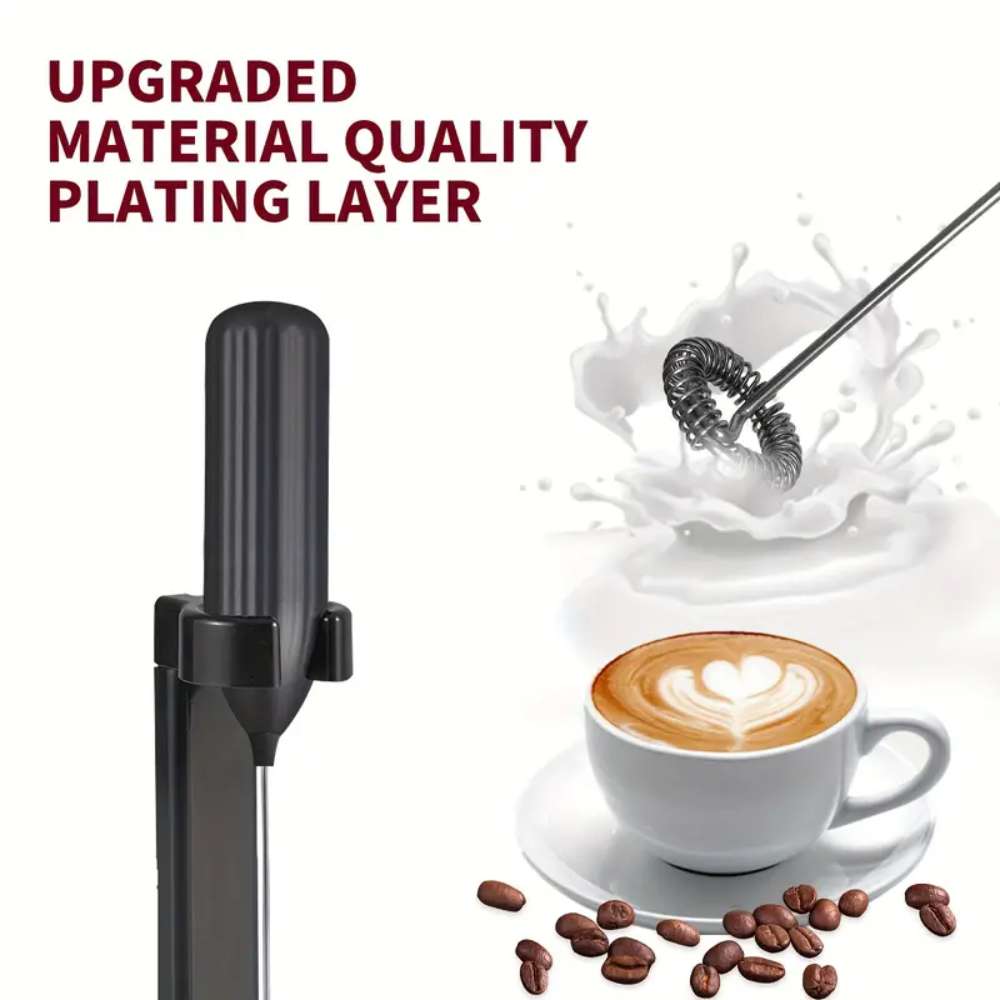 Electric Milk Frother, Handheld Mini Foamer & Drink Mixer, Battery Operated, Stainless Steel Whisk for Coffee, Latte, Matcha, & More