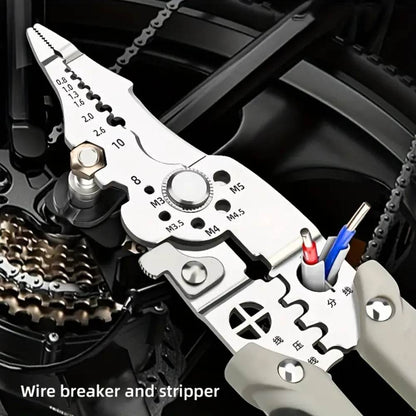 Industrial Grade Multi-Functional Wire Stripper & Cutter, Non-Slip Grips, Metal Construction for Electrical Work