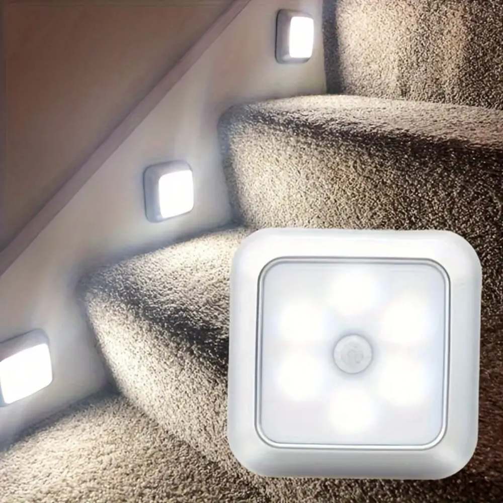 1 Pc 6-LED Motion Sensor Night Light, Wireless Wall Lamp for Closet, Stairs, Bedroom, Corridor, Indoor Decoration Lighting