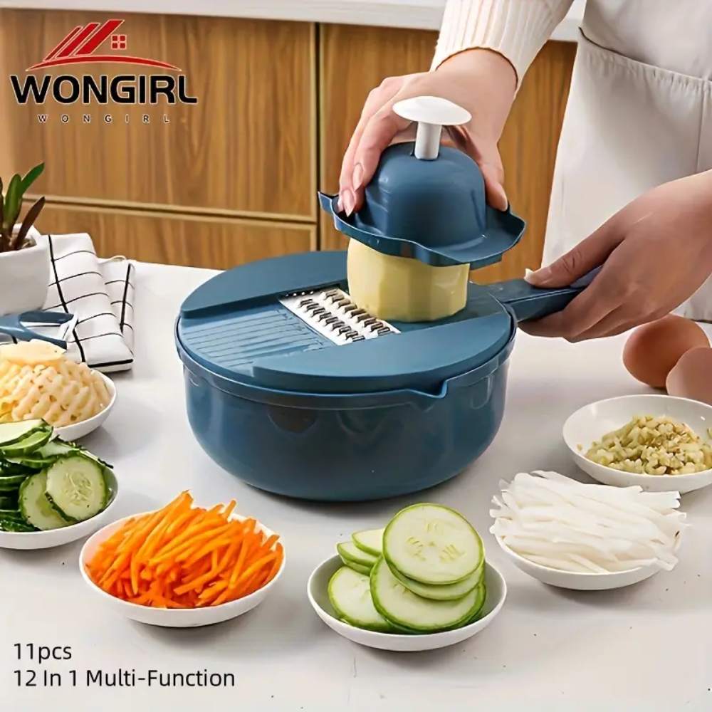 12-in-1 Multi-Functional Vegetable Chopper & Slicer for Kitchen, Commercial Use - Carrots, Potatoes, Radish Cutter