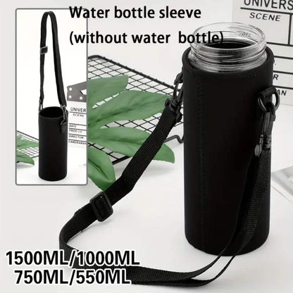 Nylon Water Bottle Sleeve with Adjustable Strap, Portable Protective Holder for 550ml to 1500ml Bottles