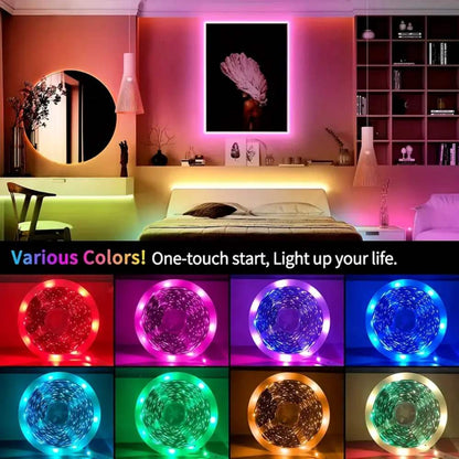 RGBW Smart LED Strip Lights 4.88m-30.48m, Remote & App Control, Music Sync, Dimmable, Color Changing, Holiday & Party Decor