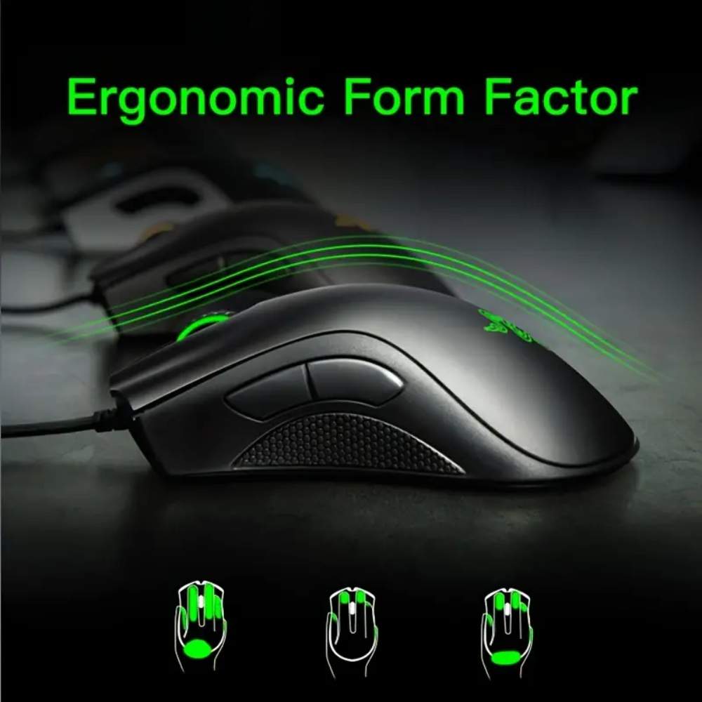 Razer DeathAdder Essential Wired Gaming Mouse, 6400 DPI Optical Sensor, Ergonomic Right-Handed Design, Compatible with Windows 7