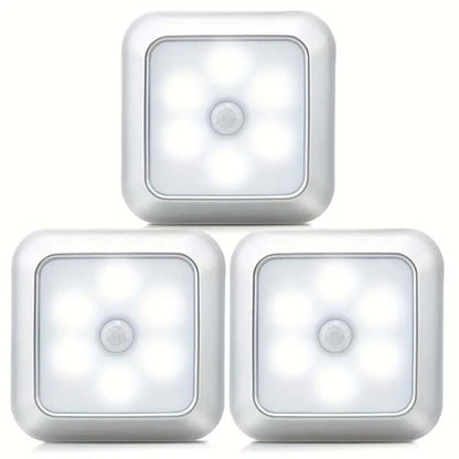 1 Pc 6-LED Motion Sensor Night Light, Wireless Wall Lamp for Closet, Stairs, Bedroom, Corridor, Indoor Decoration Lighting