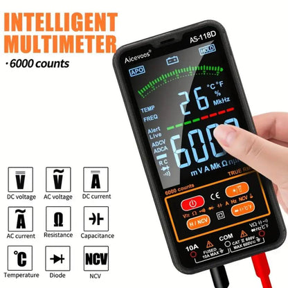 Smart Digital Multimeter Auto-Ranging Tester, Voltage, Current, Resistance, Temperature & More