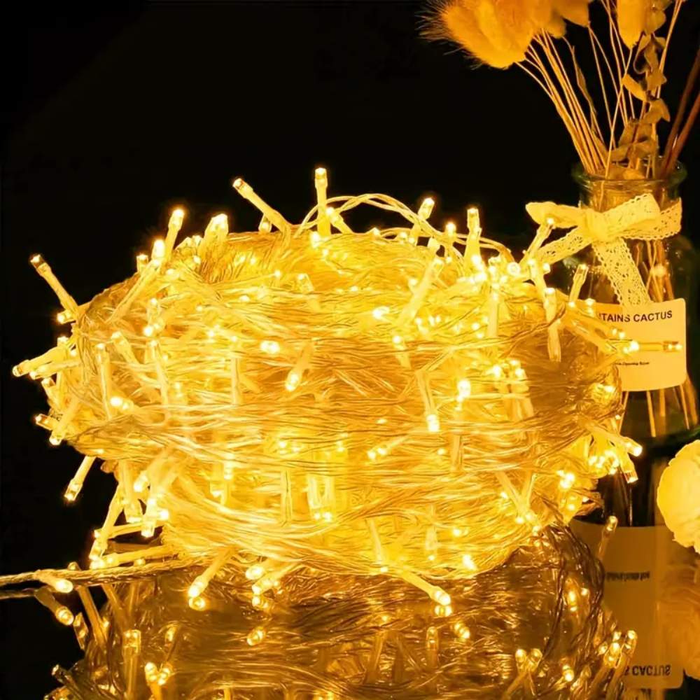 LED Fairy Lights Garland, Battery-Powered Transparent String, for Mother's Day, Christmas, Wedding & Party Decorations