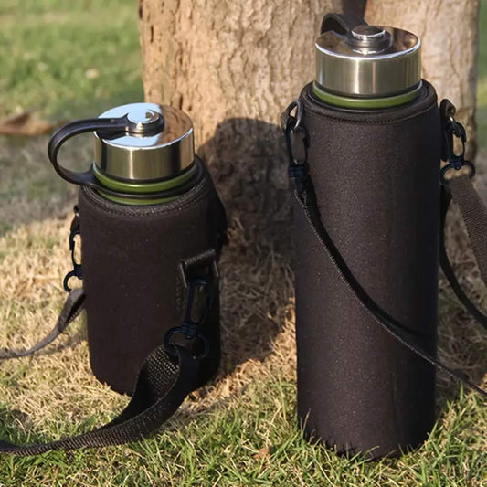 Nylon Water Bottle Sleeve with Adjustable Strap, Portable Protective Holder for 550ml to 1500ml Bottles