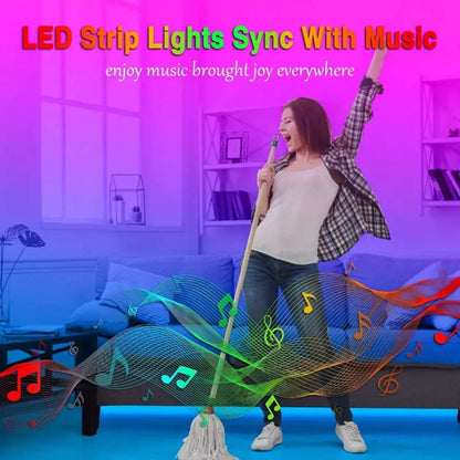 RGBW Smart LED Strip Lights 4.88m-30.48m, Remote & App Control, Music Sync, Dimmable, Color Changing, Holiday & Party Decor