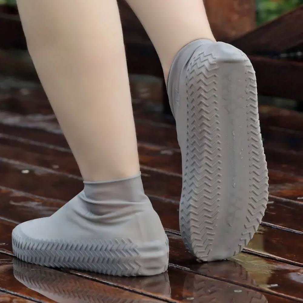 Reusable Silicone Rubber Rain Boot Overshoes, Non-Slip Waterproof Shoe Covers for Outdoor Use