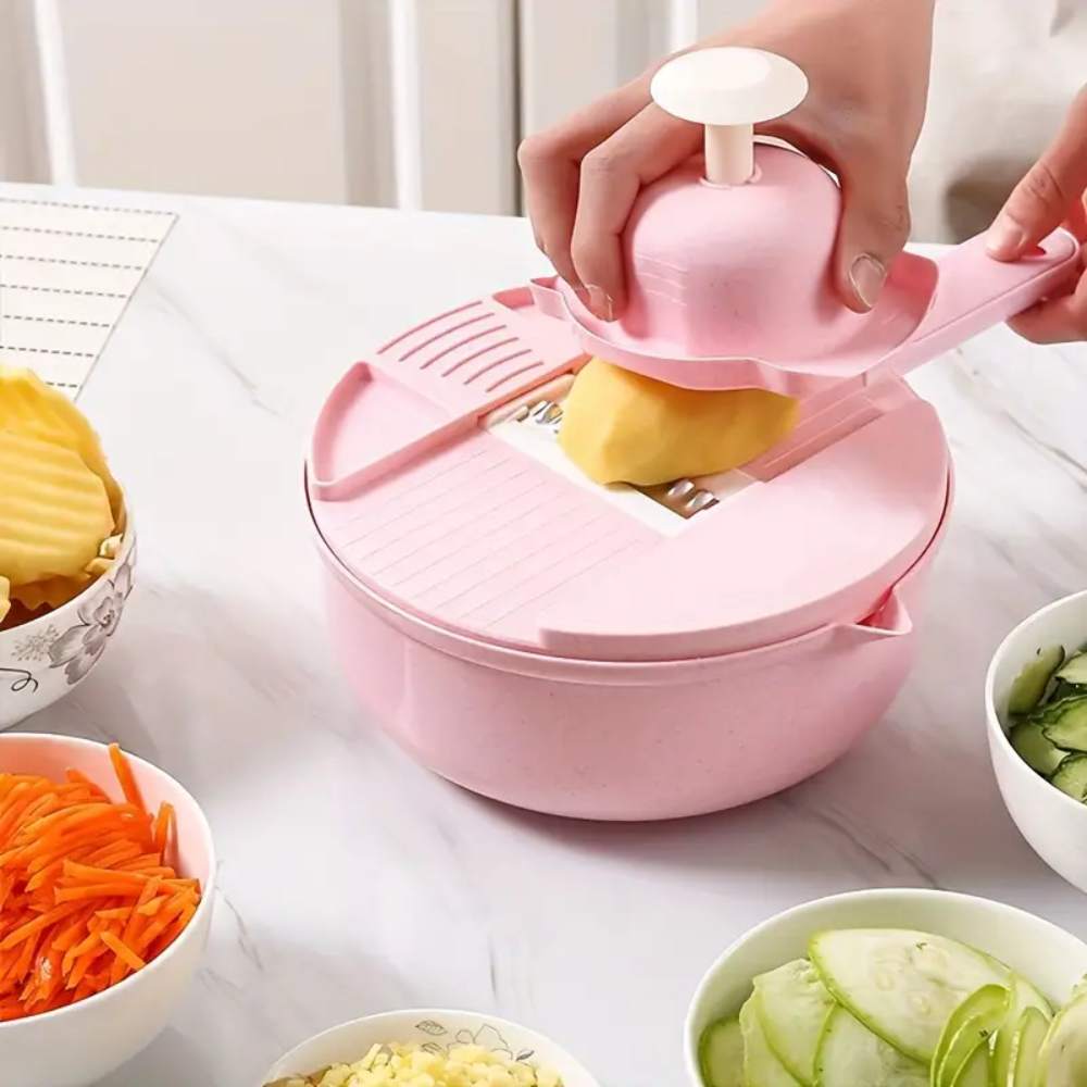 12-in-1 Multi-Functional Vegetable Chopper & Slicer for Kitchen, Commercial Use - Carrots, Potatoes, Radish Cutter