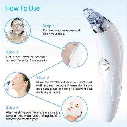 Blackhead Vacuum Remover, Portable Facial Pore Cleaner with 4 Probes, Safe & Gentle Blackhead Removal