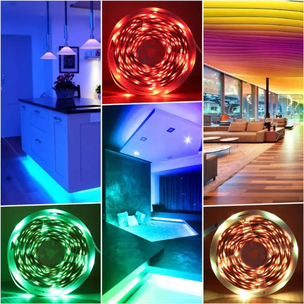 RGBW Smart LED Strip Lights 4.88m-30.48m, Remote & App Control, Music Sync, Dimmable, Color Changing, Holiday & Party Decor