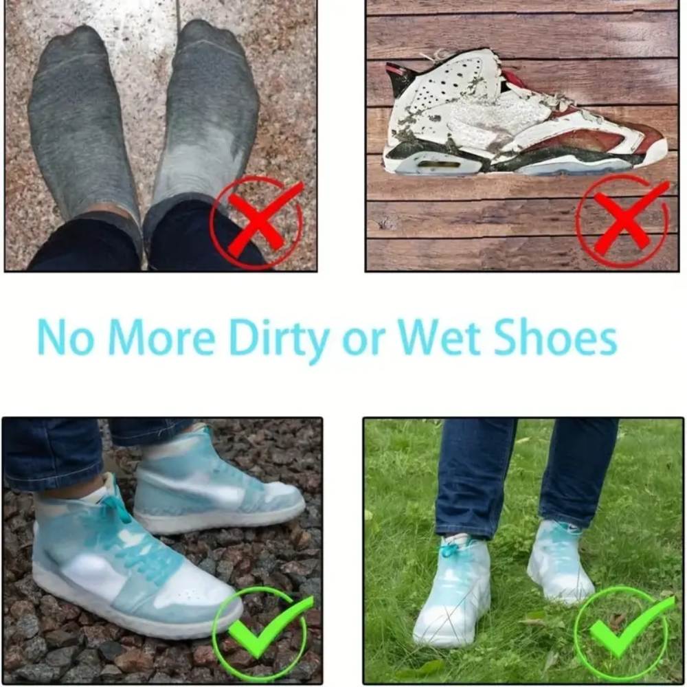 Reusable Silicone Rubber Rain Boot Overshoes, Non-Slip Waterproof Shoe Covers for Outdoor Use